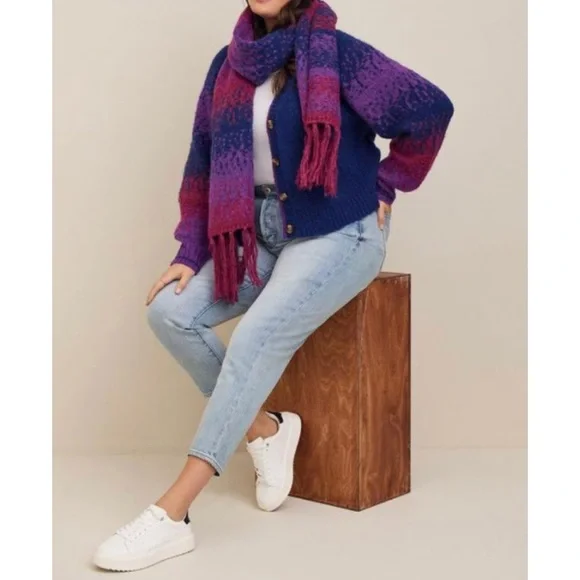 🆕 Chunky Cardigan Button Front V-Neck Sweater 3 3X 22 24 NWT Torrid New! Purple - Picture 2 of 6